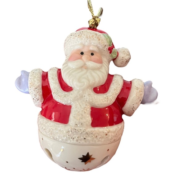 VINTAGE Lenox 4 Festive Christmas Bell Ornaments Gold White Holidays Porcelain - Picture 2 of 8